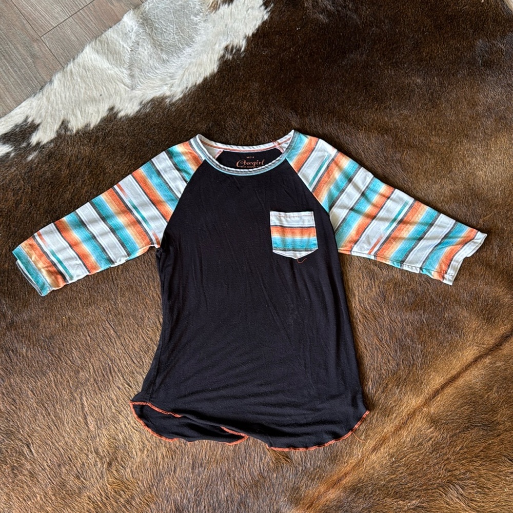 Cowgirl hardware 3/4 sleeve girls shirt. YM